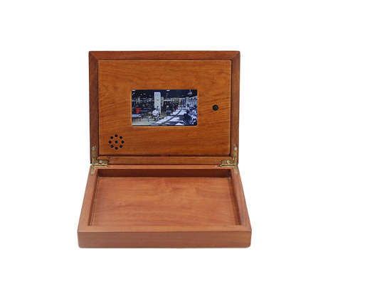 Video scatola promozionale di legno, memoria LCD a 4,3 pollici del contenitore di regalo 128MB