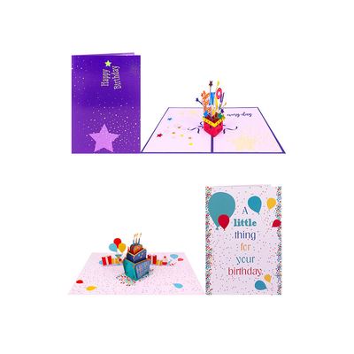 Il biglietto di auguri per il compleanno di pop-up di stampa offset 3D, l'anniversario 3D carda la dimensione di 148×210mm