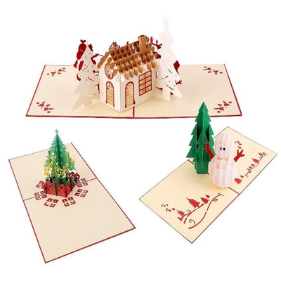 Cartolina d'auguri promozionale di pop-up 3D dell'OEM per il certificato del FCC di Natale ROHS